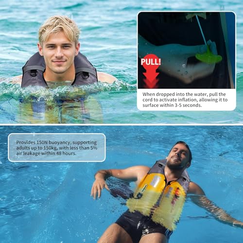 Manual Inflatable Swim Jacket with Zipper Pocket B814
