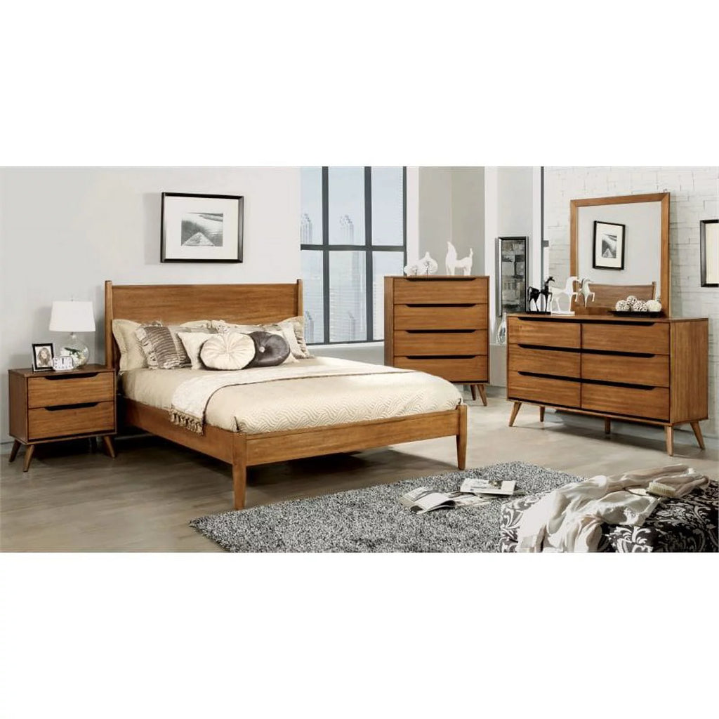 Oak Queen Panel Bed Z522
