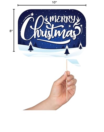 Christmas Photo Booth Props 41-pc Kit with Sign, Adhesive Pads, Sticks L22621
