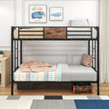 Black Metal Twin over Twin Bunk Bed with Stairs U261