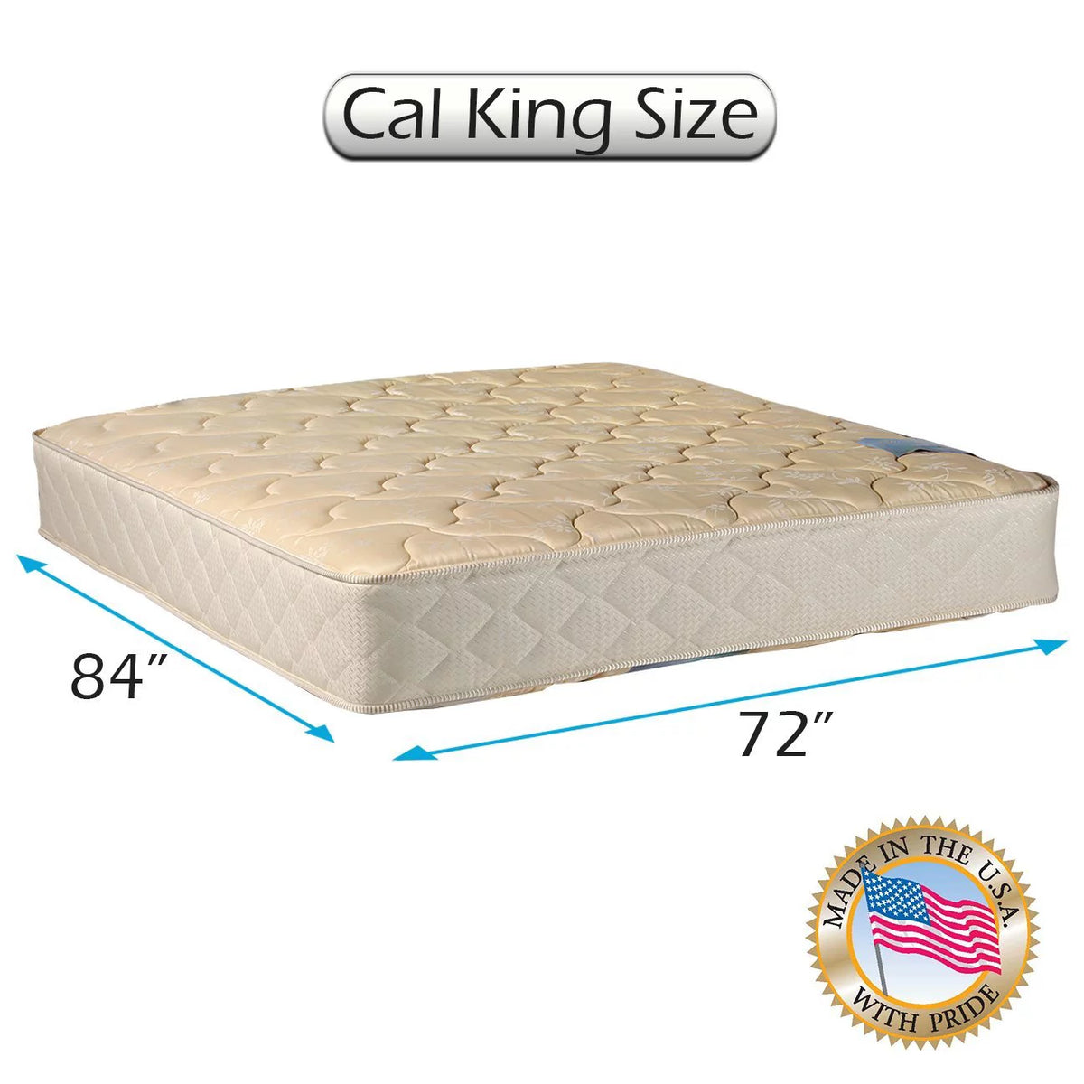 Beige Two-Sided Innerspring Mattress with Protector, Cali King B721