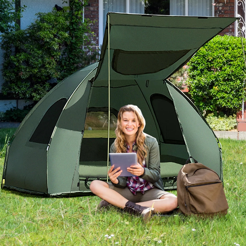Folding Camping Tent Cot with Sleeping Bag & Air Mattress A178