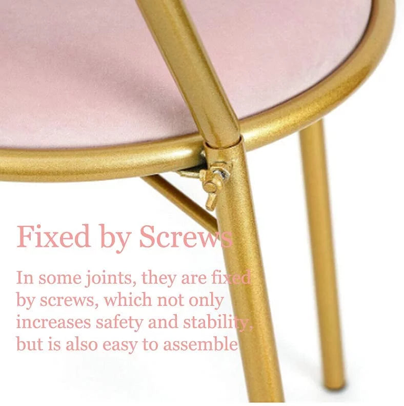 Light Pink Velvet Vanity Chair with Metal Frame C120