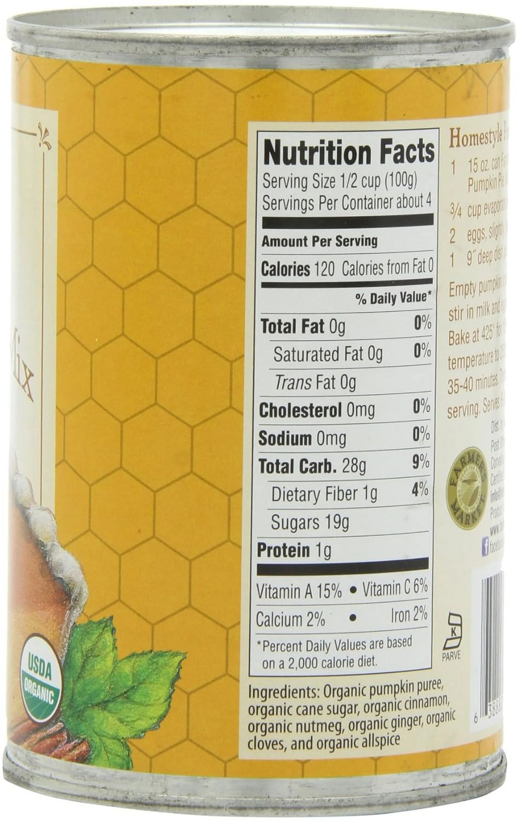 Organic Canned Pumpkin Pie Mix 15-Ounce Cans Pack Of 12 D195571