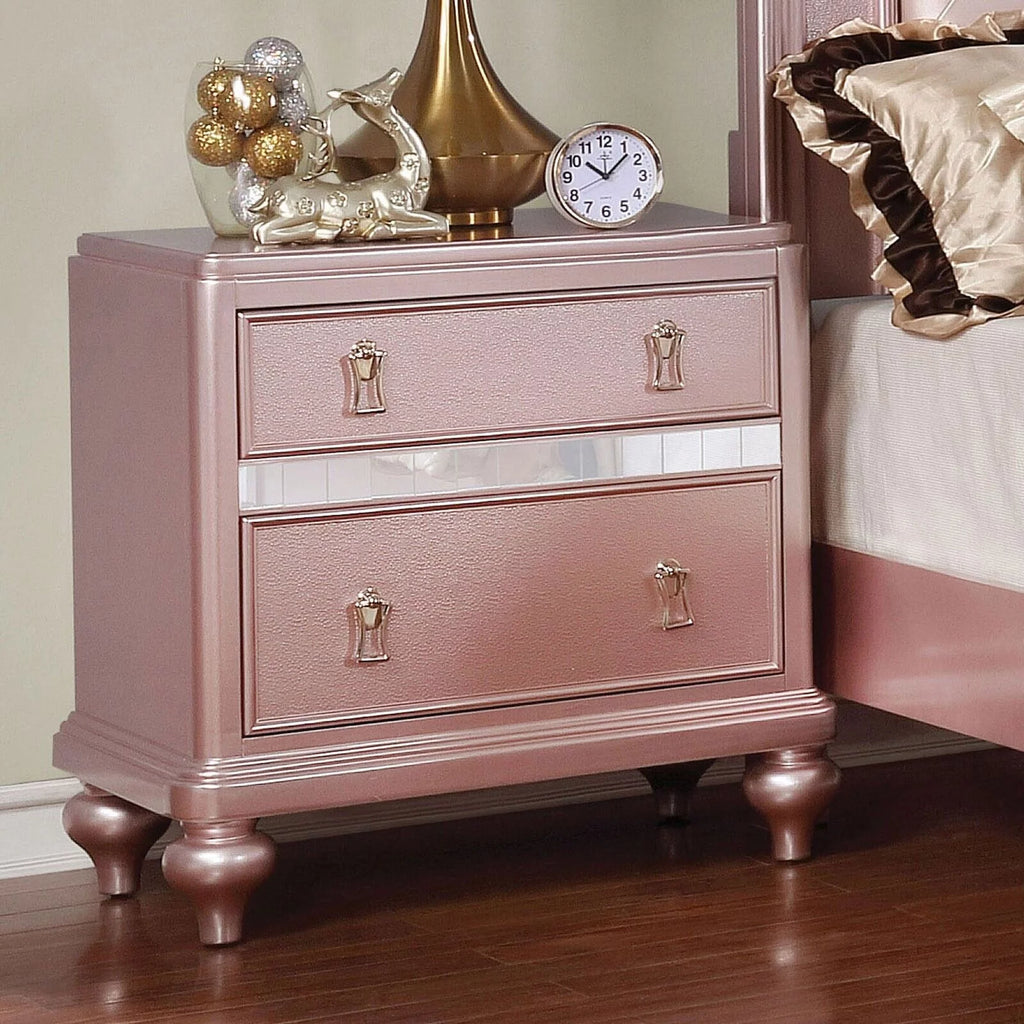 Rose Gold Twin Size Bed 6pc Set Dresser Mirror Nightstand Chest T6093