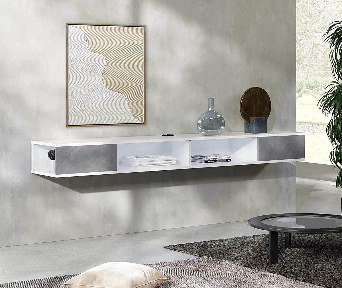 70 inch Grey White Floating TV Stand Z180