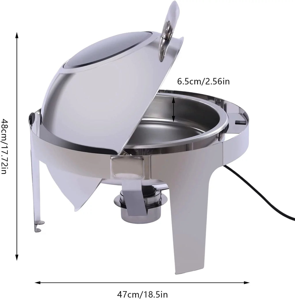 6L Stainless Steel Round Chafing Dish with Glass Lid M2974