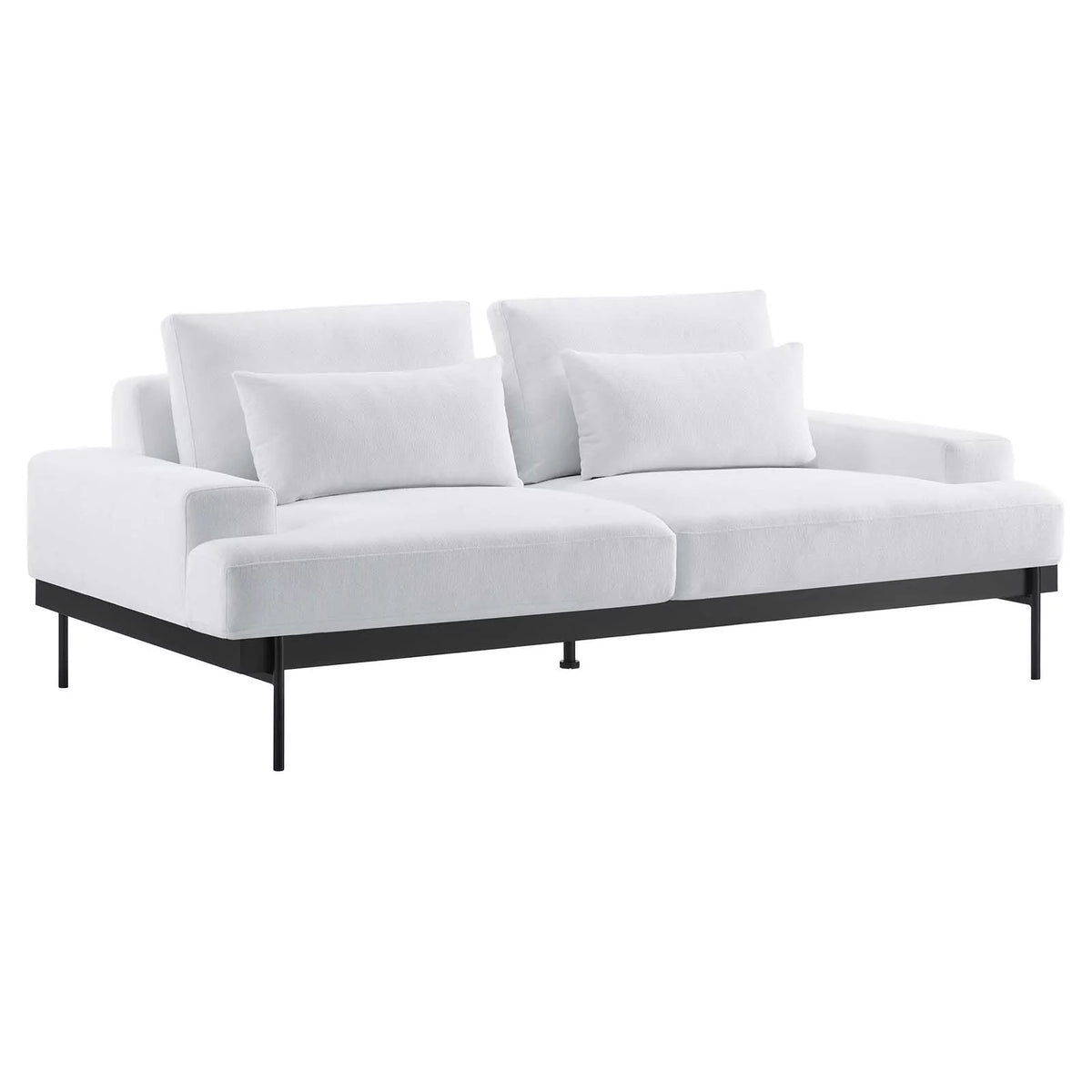 White Upholstered Polyester Fabric Sofa Q214