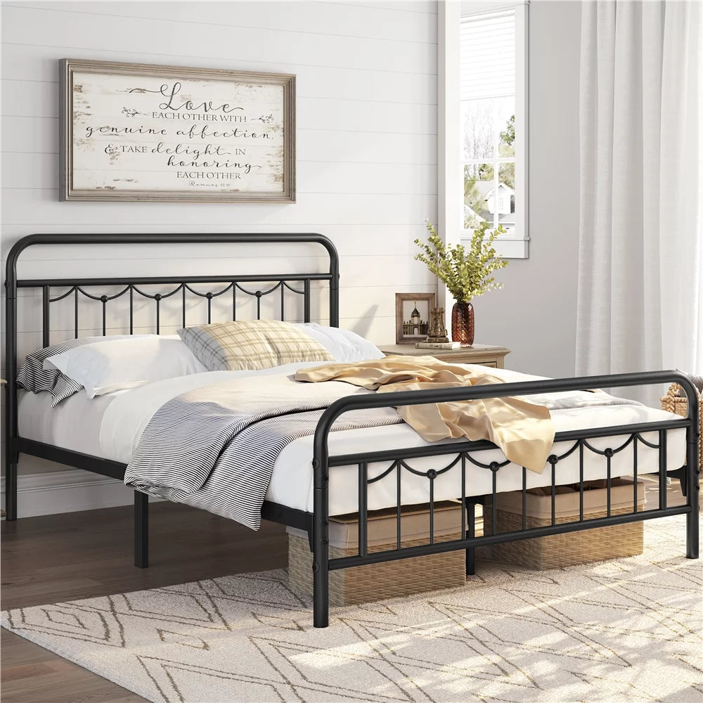 Twin Metal Platform Bed with Headboard and Footboard U149