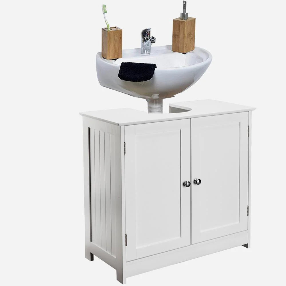 White Under Sink Bathroom Vanity Cabinet with Shelves E31438