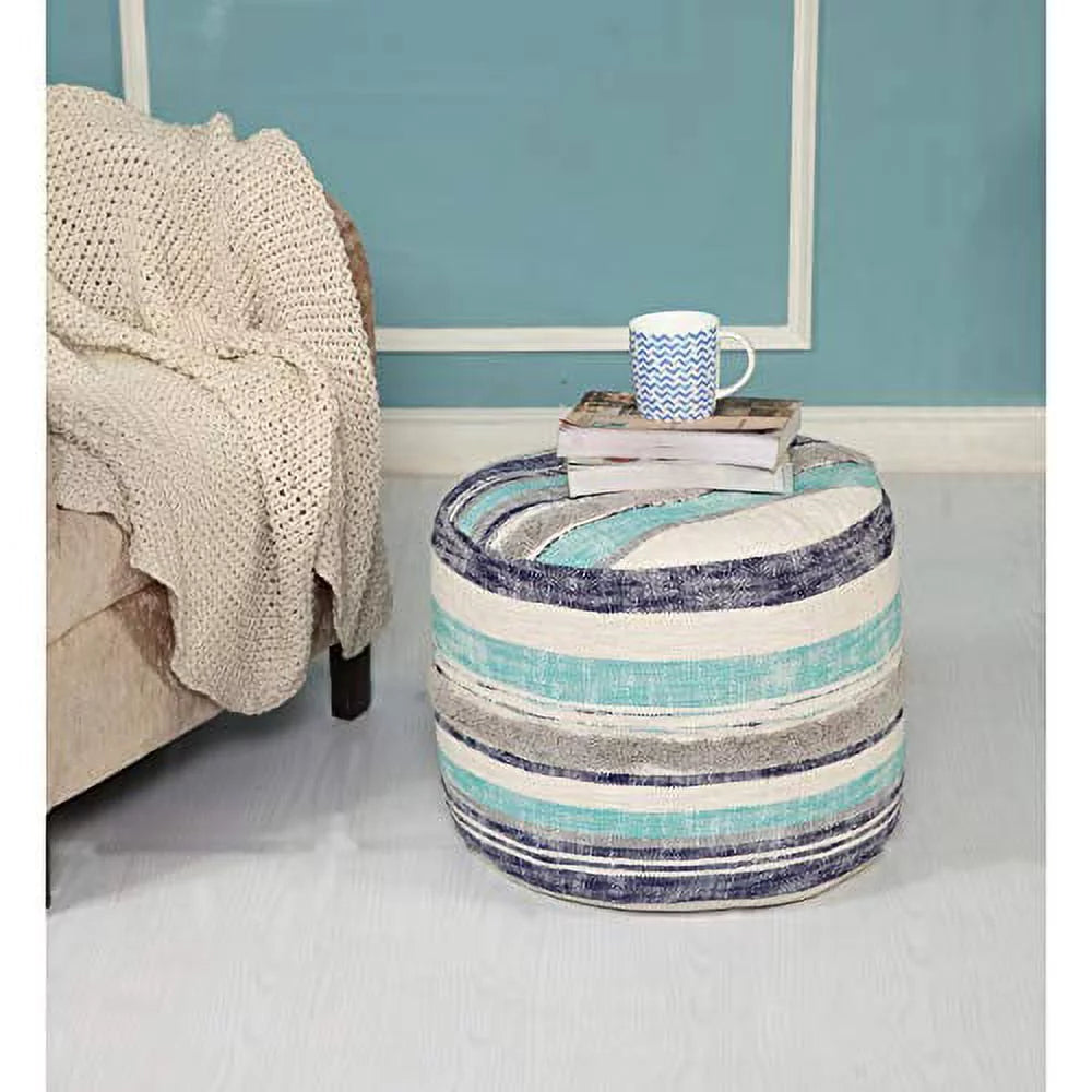 Blue 18" Round Pouf K903601