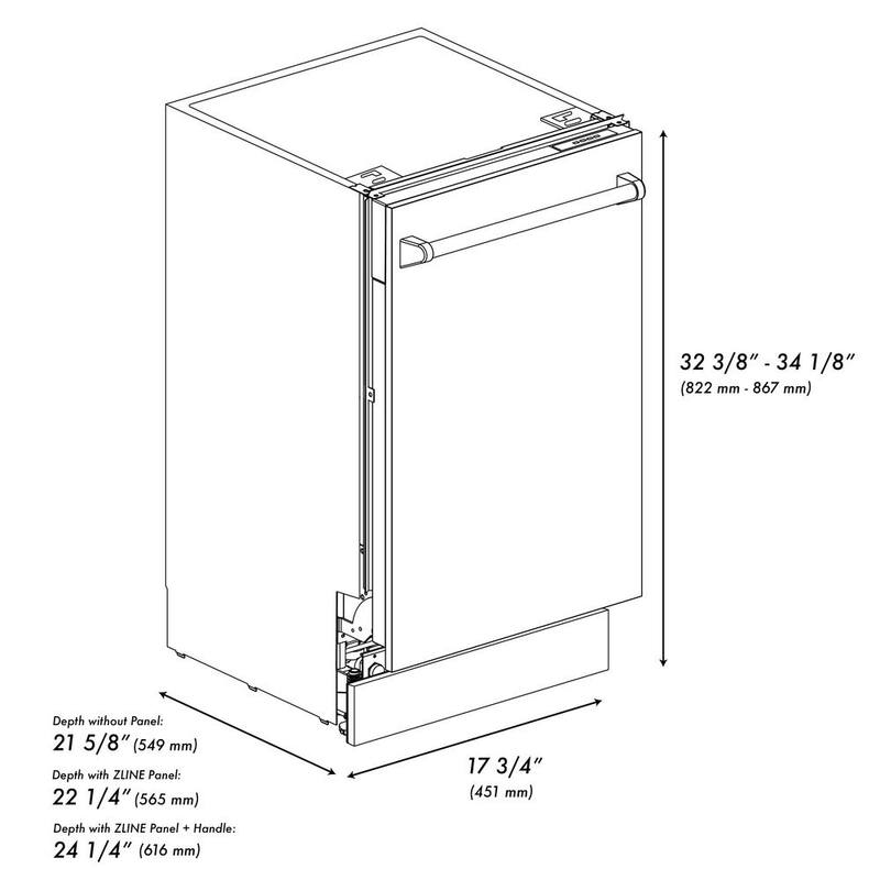 18 in. 8-Cycle Tall Tub Dishwasher with 3rd Rack in Black Stainless Steel L67924