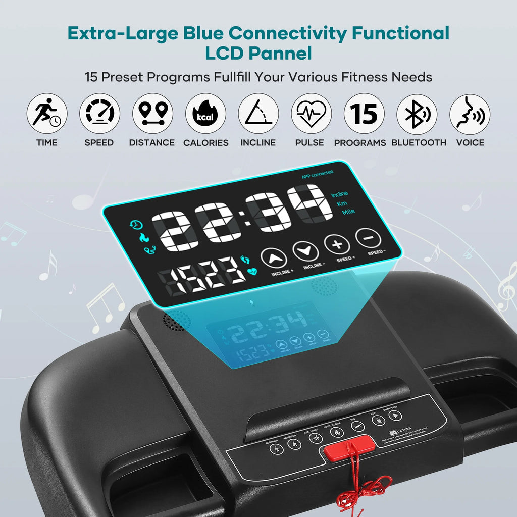 17 Wide Electric Folding Treadmill with Auto Incline T969