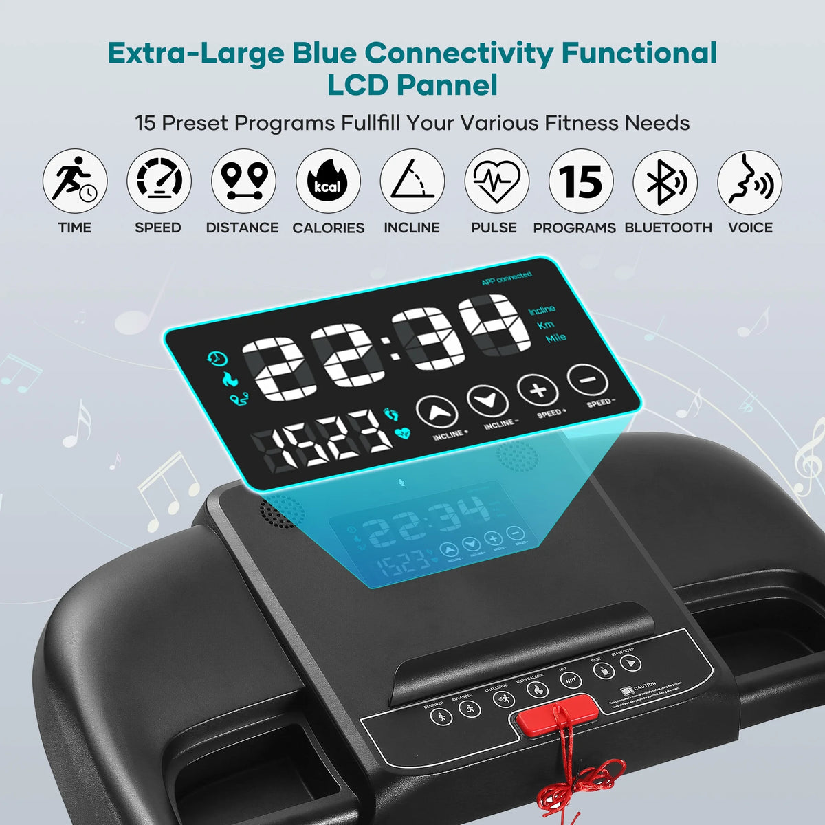 17 Wide Electric Folding Treadmill with Auto Incline T969