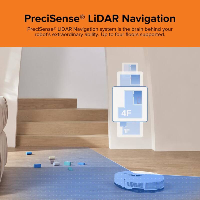 Robotic Vacuum with Sonic Mopping, LiDAR Navigation, Washable Filter, White Z689902