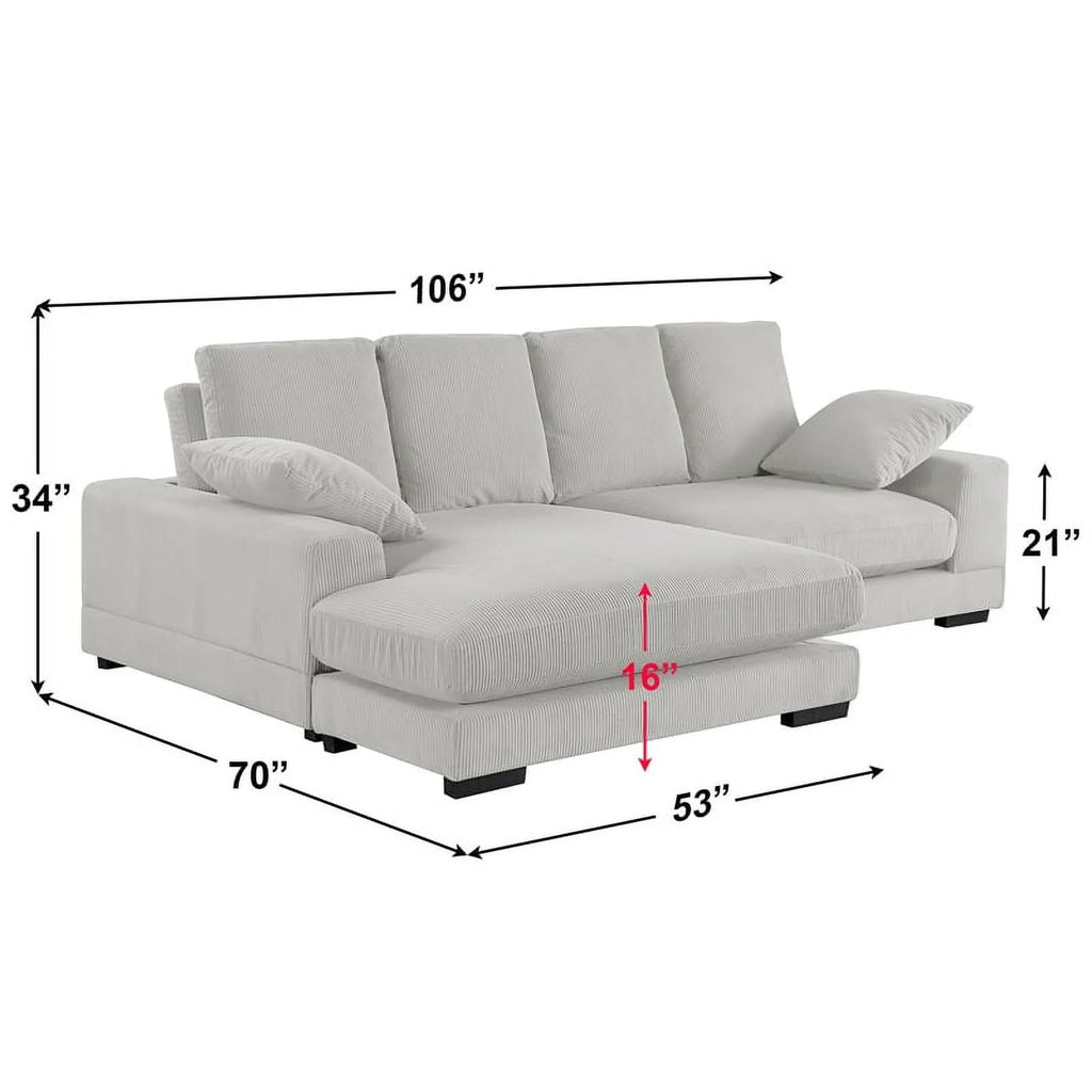 Cream Corduroy Convertible Sofa R53836