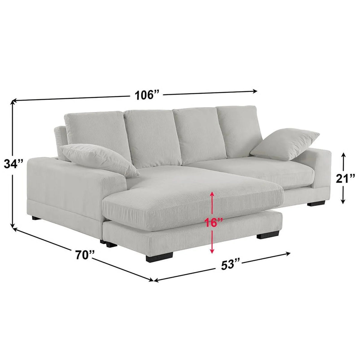 Cream Corduroy Convertible Sofa R53836