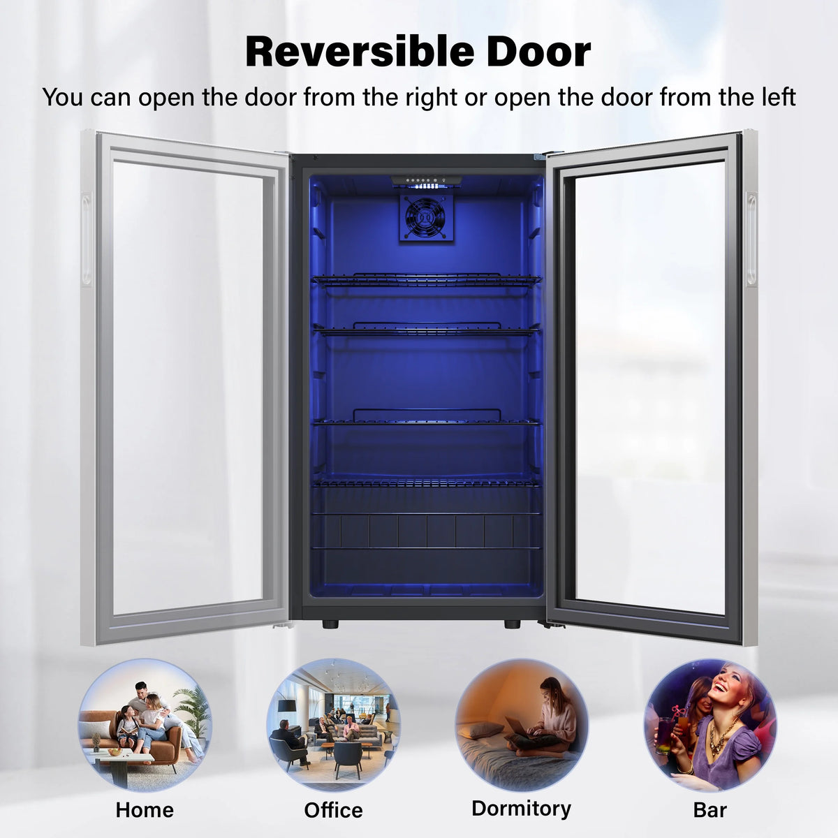 102-140 Can Freestanding Mini Drink Fridge with Glass Door M8233