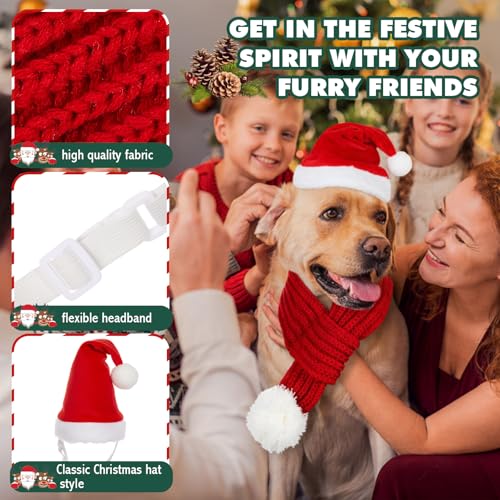 4 Pcs Dog Christmas Antlers Headband Scarf Set E5875