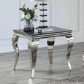 Black and Silver Glass Top End Table O69846