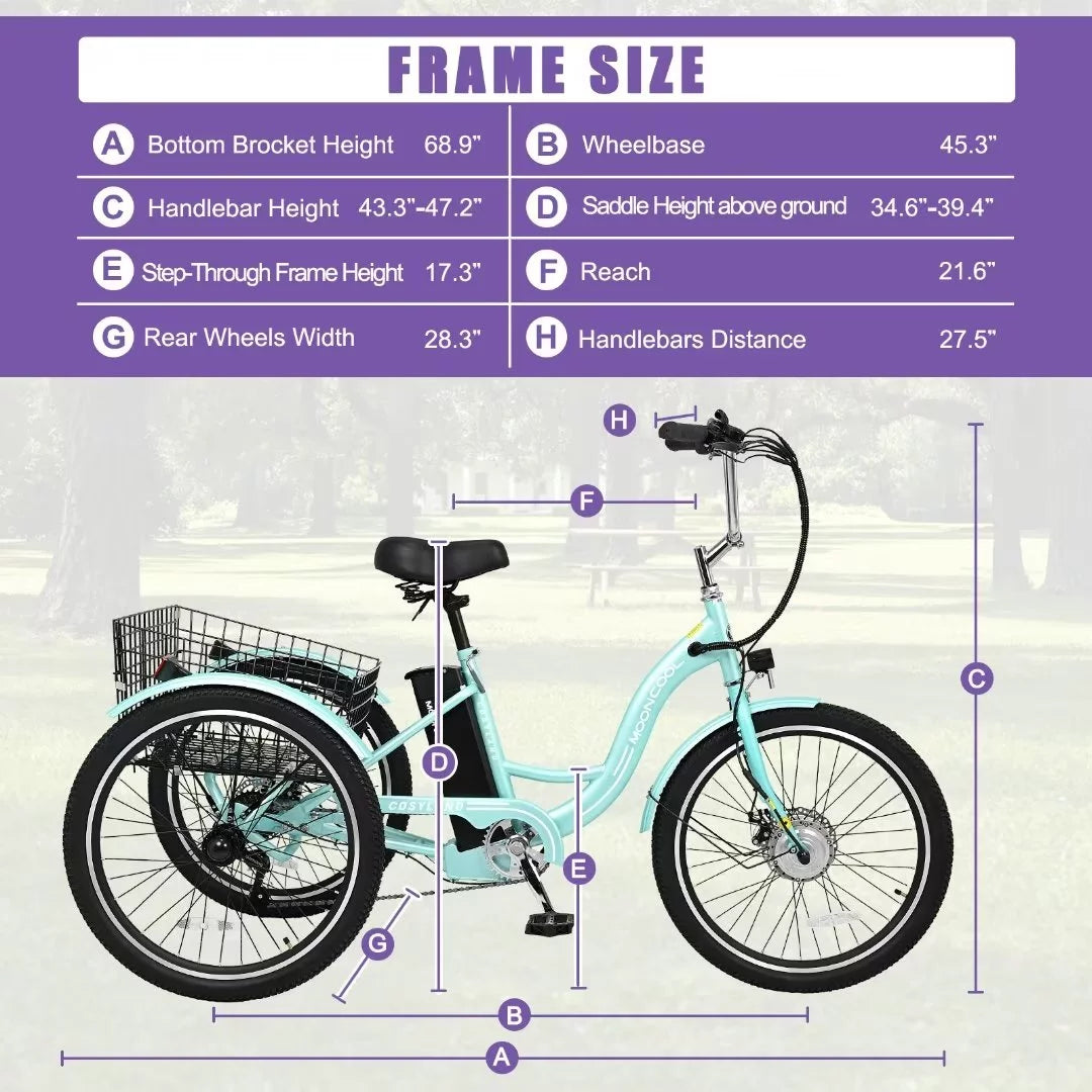 24" 350W 3 Wheel Electric Tricycle D53429