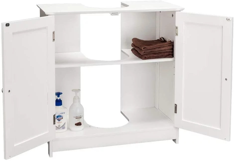 White Under Sink Bathroom Vanity Cabinet with Shelves E31438