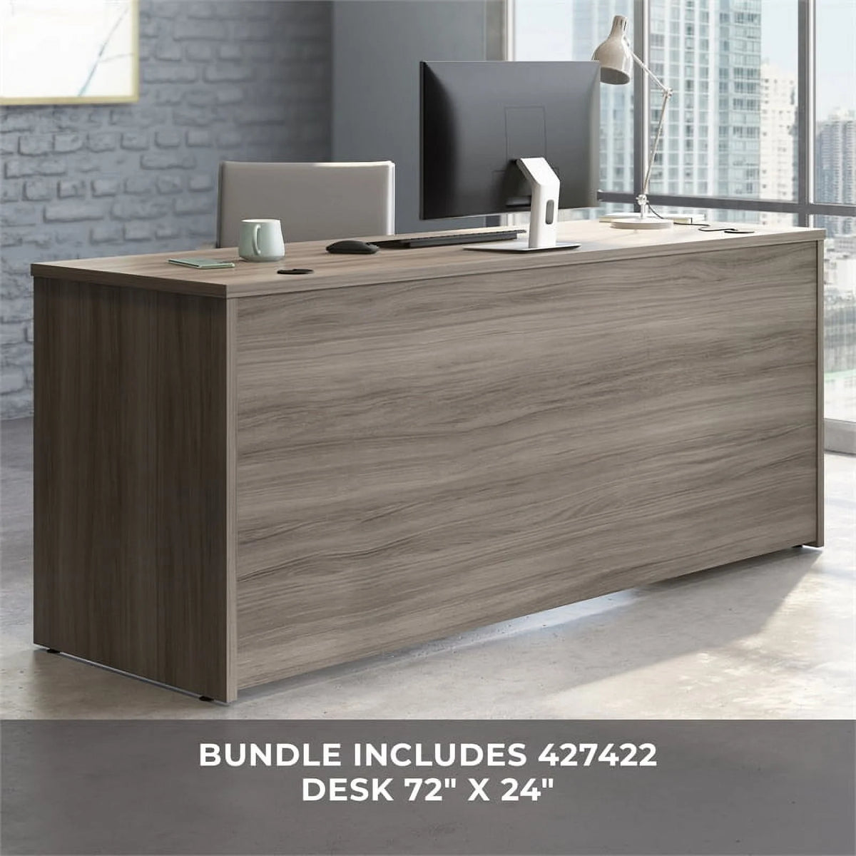 72"x24" Engineered Wood Desk with Return T61032