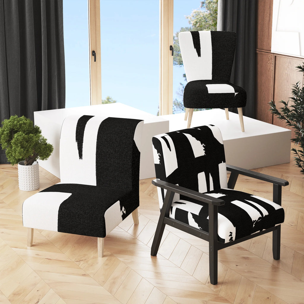Black & White Upholstered Modern Accent Chair Y361874