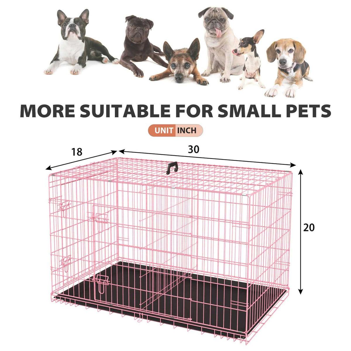Foldable Large Metal Wire Dog Crate with Plastic Tray A282495