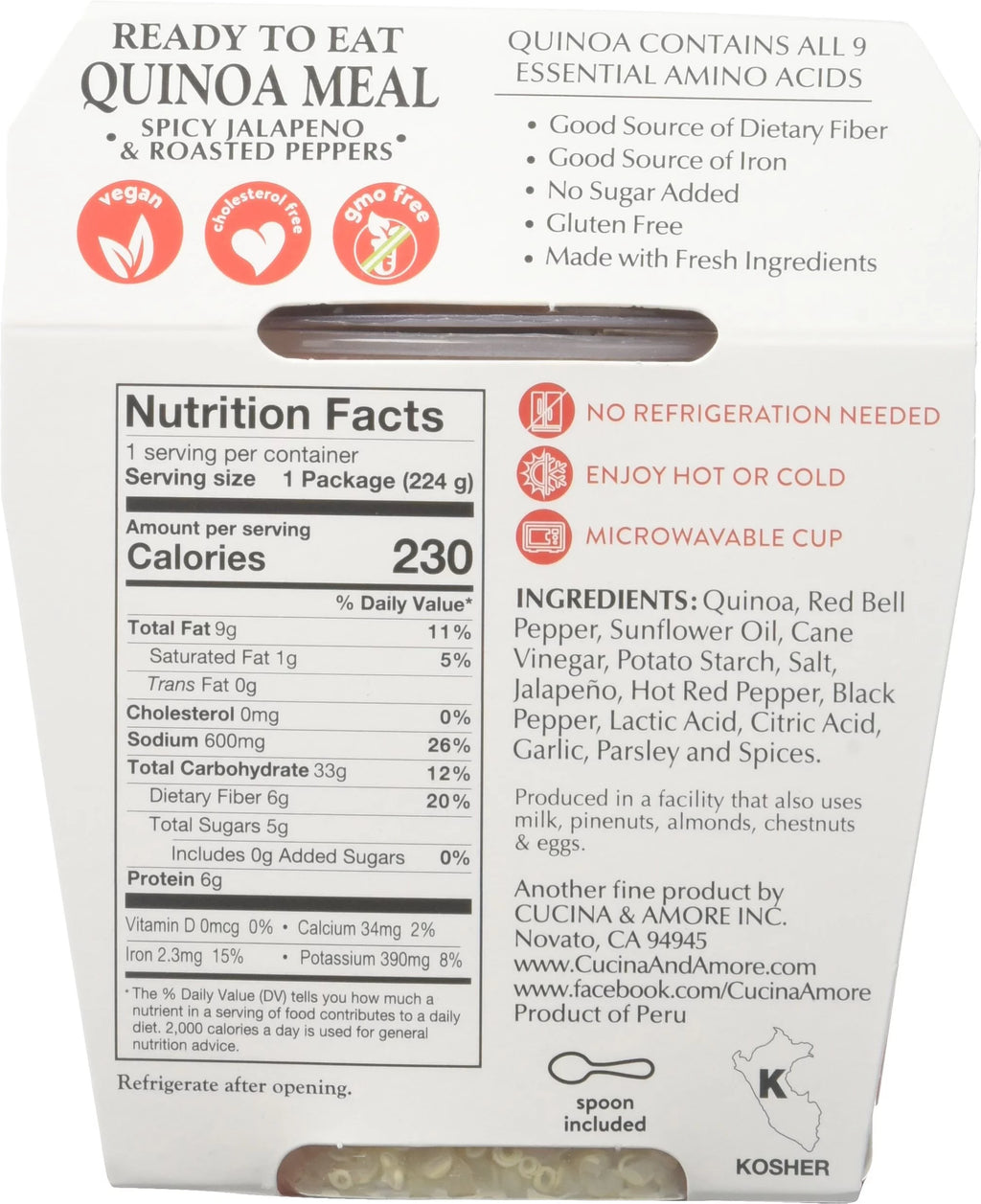 Quinoa Meal Spicy Jalapeno & Roasted Peppers 7.9 OZ Pack of 6 M962