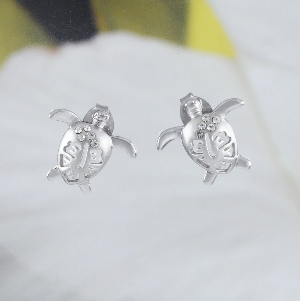 Sterling Silver Turtle Hibiscus Earring and Necklace K365259