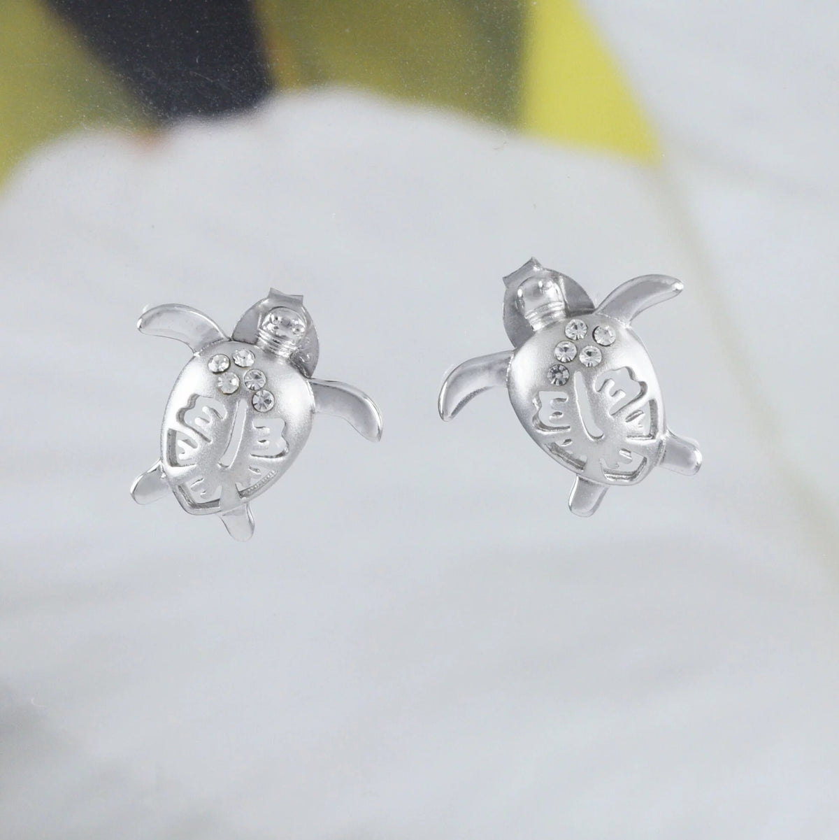 Sterling Silver Turtle Hibiscus Earring and Necklace K365259