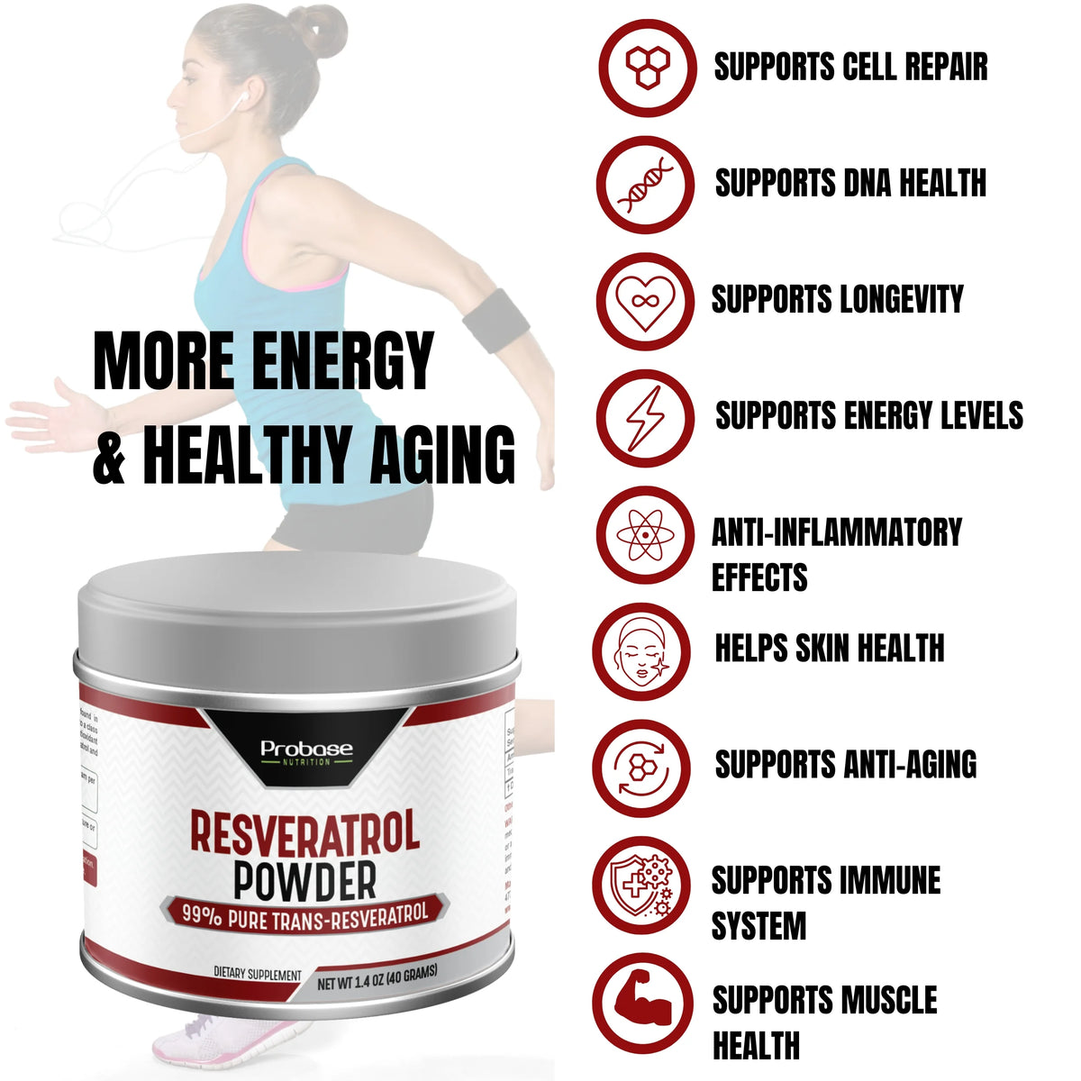 Micronized Trans-Resveratrol Powder 1000mg 40g C2666