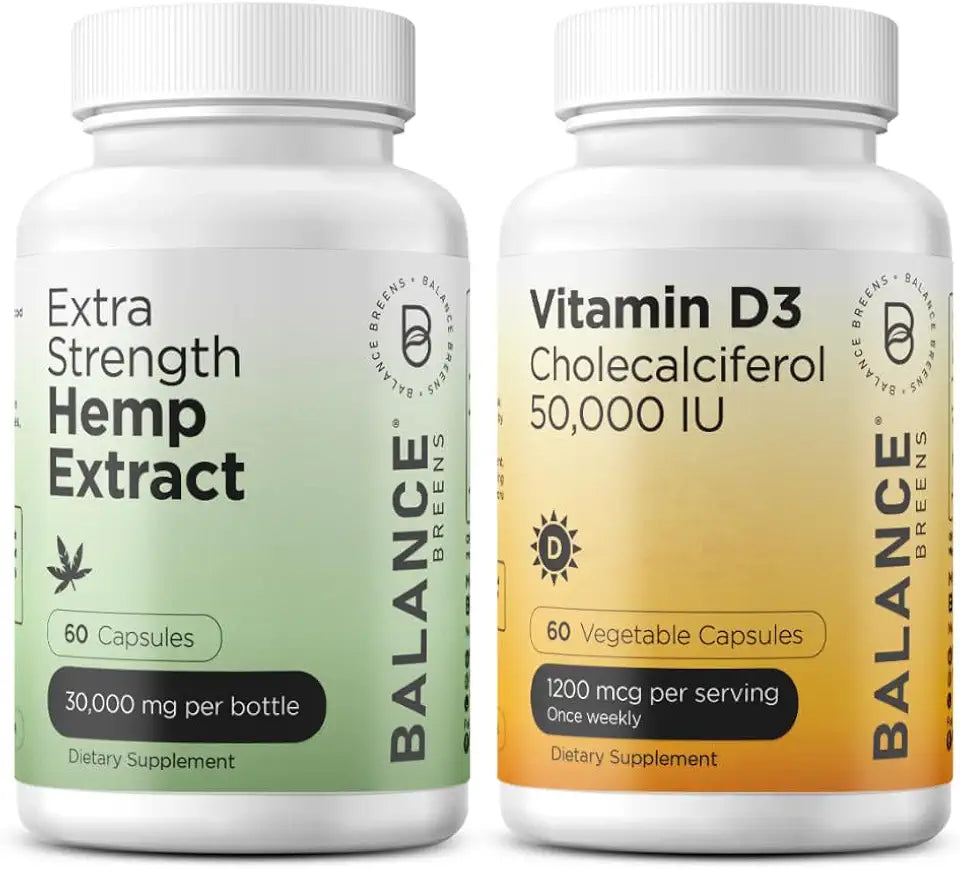 Hemp Extract Capsules + Vitamin D3 Supplement Combo Q43939