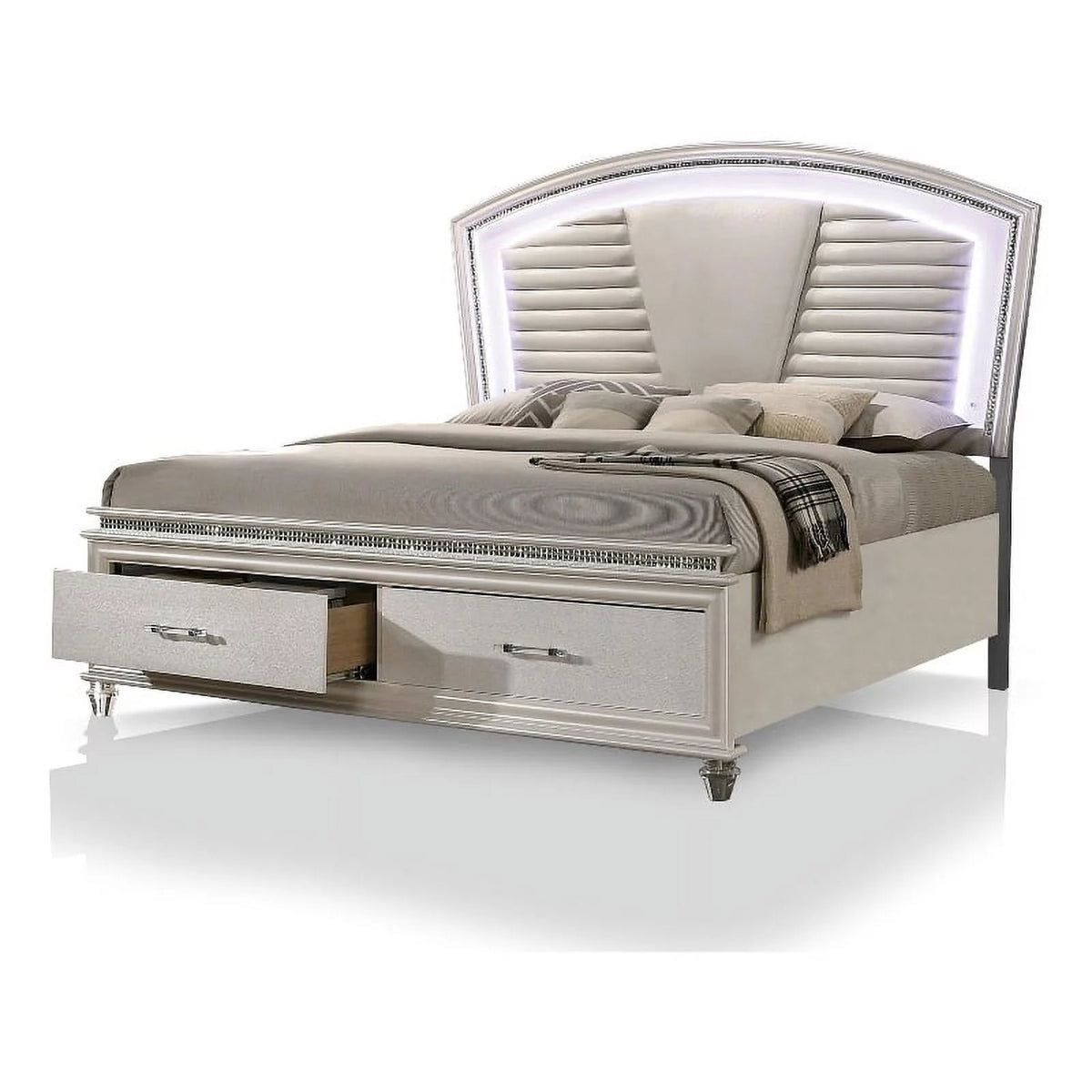 Queen Wood Bed with LED C527211