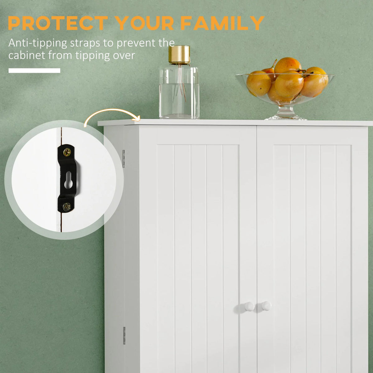 White 2 Door Storage Cabinet with Adjustable Shelves U3165