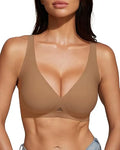 Wireless Deep V Neck Bra with Breathable Mesh Panels P7886
