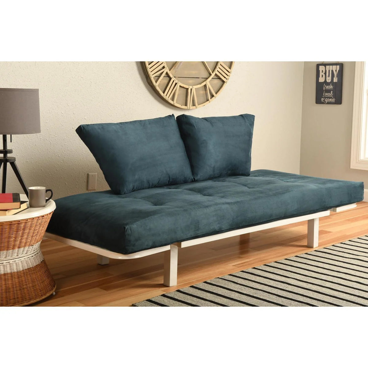 Blue and White Futon with Pull Out Bed J850984