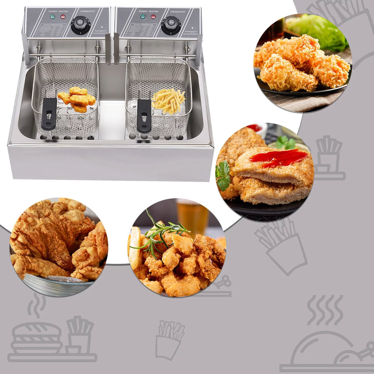 5000W 12L Stainless Steel Electric Deep Fryer Q9931