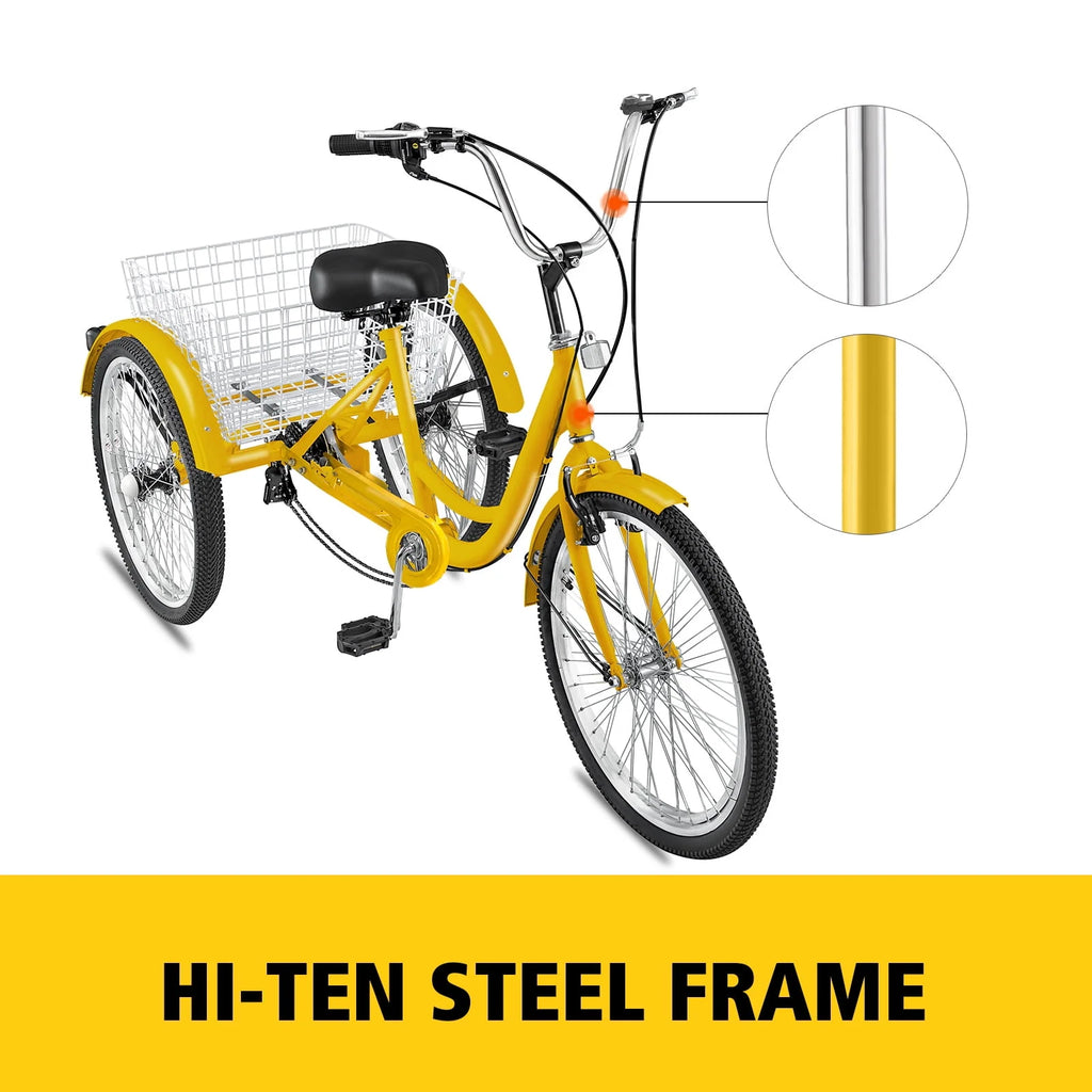 7 Speed 24in Adult Tricycle with Basket O283205