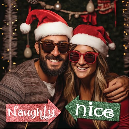 Christmas Photo Booth Props 41-pc Kit with Sign, Adhesive Pads, Sticks L22621