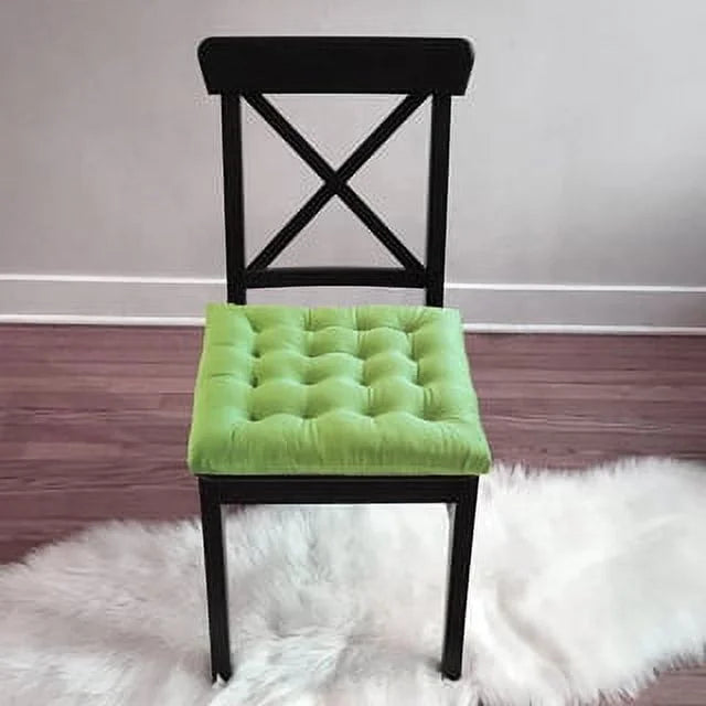 16" Plush Square Tufted Chair Pad Cushions Tie-Backs Sage Green 4 Piece C775239