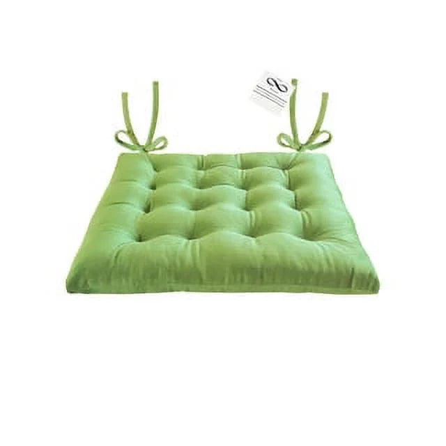 16" Plush Square Tufted Chair Pad Cushions Tie-Backs Sage Green 4 Piece C775239
