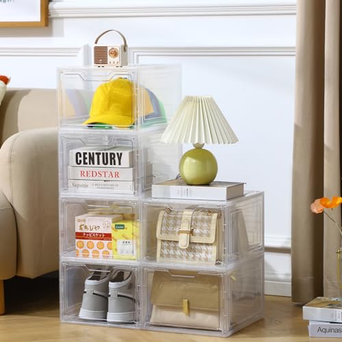 4-Tier Stackable Clear Plastic Storage Bins with Lid K23287