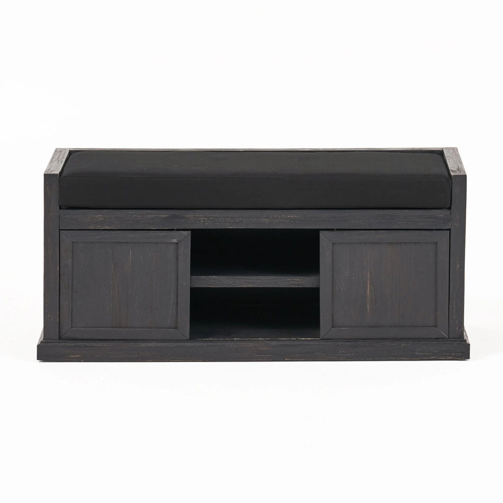 Acacia Wood Storage Bench with Cushion W438