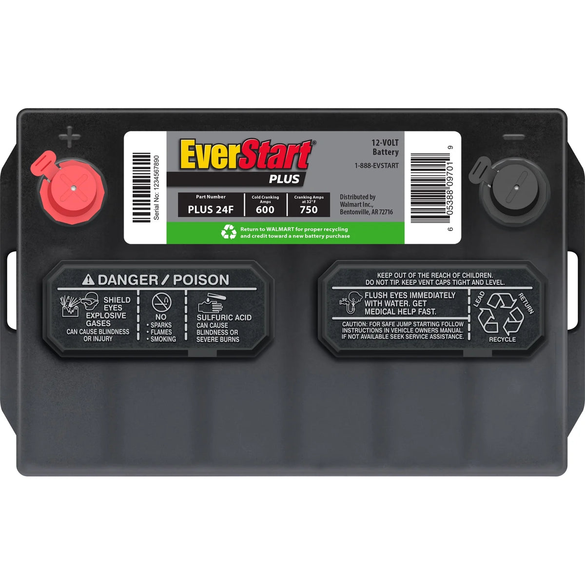 Lead Acid Automotive Battery Group Size 24F 12 Volt 600 CCA F81796