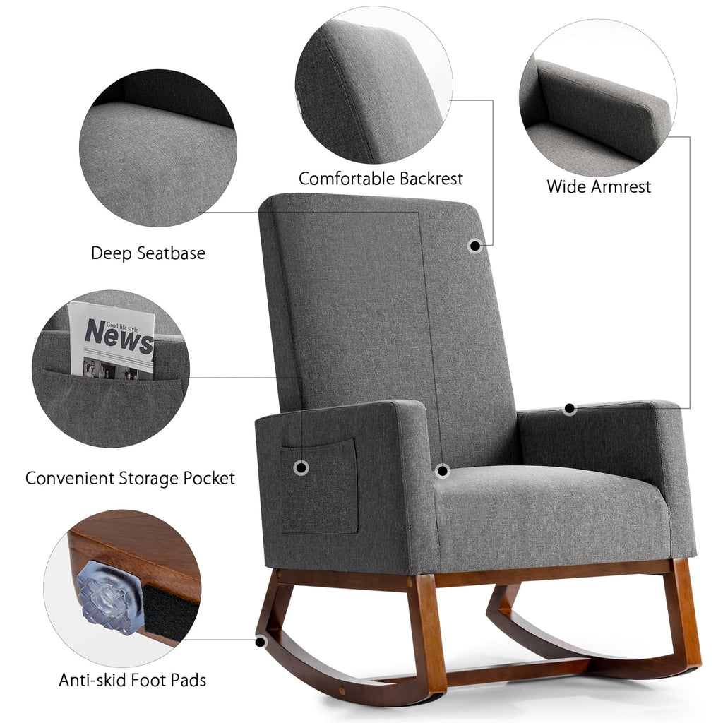 Mid Century Rocking Chair Beige E361446