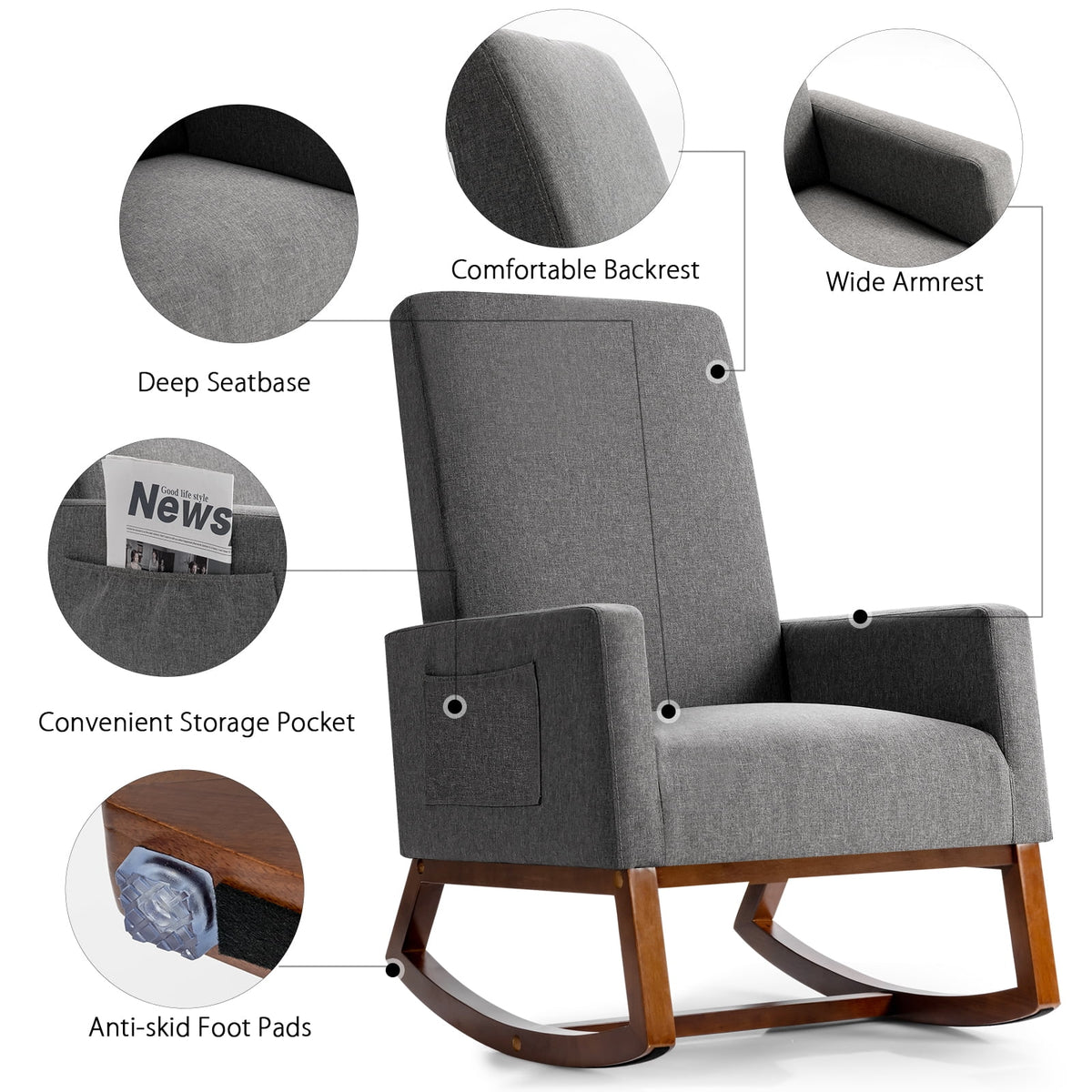 Mid Century Rocking Chair Beige E361446