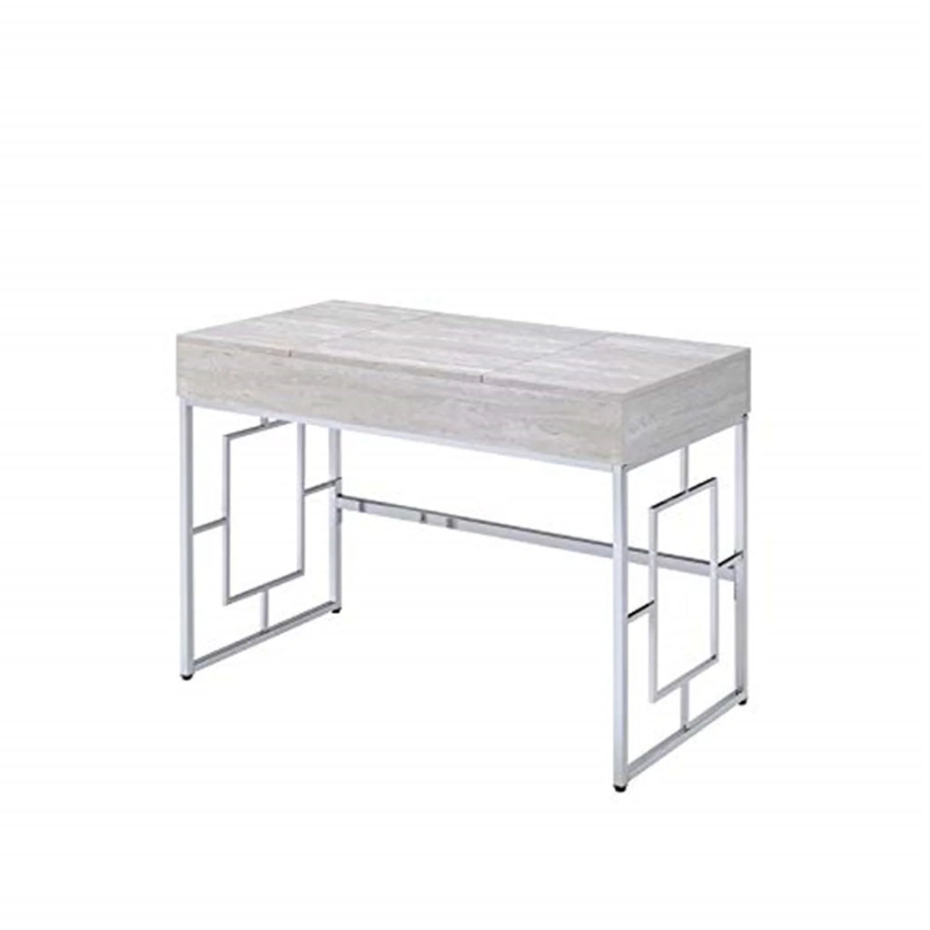 Vanity Desk in Chrome and White J6362