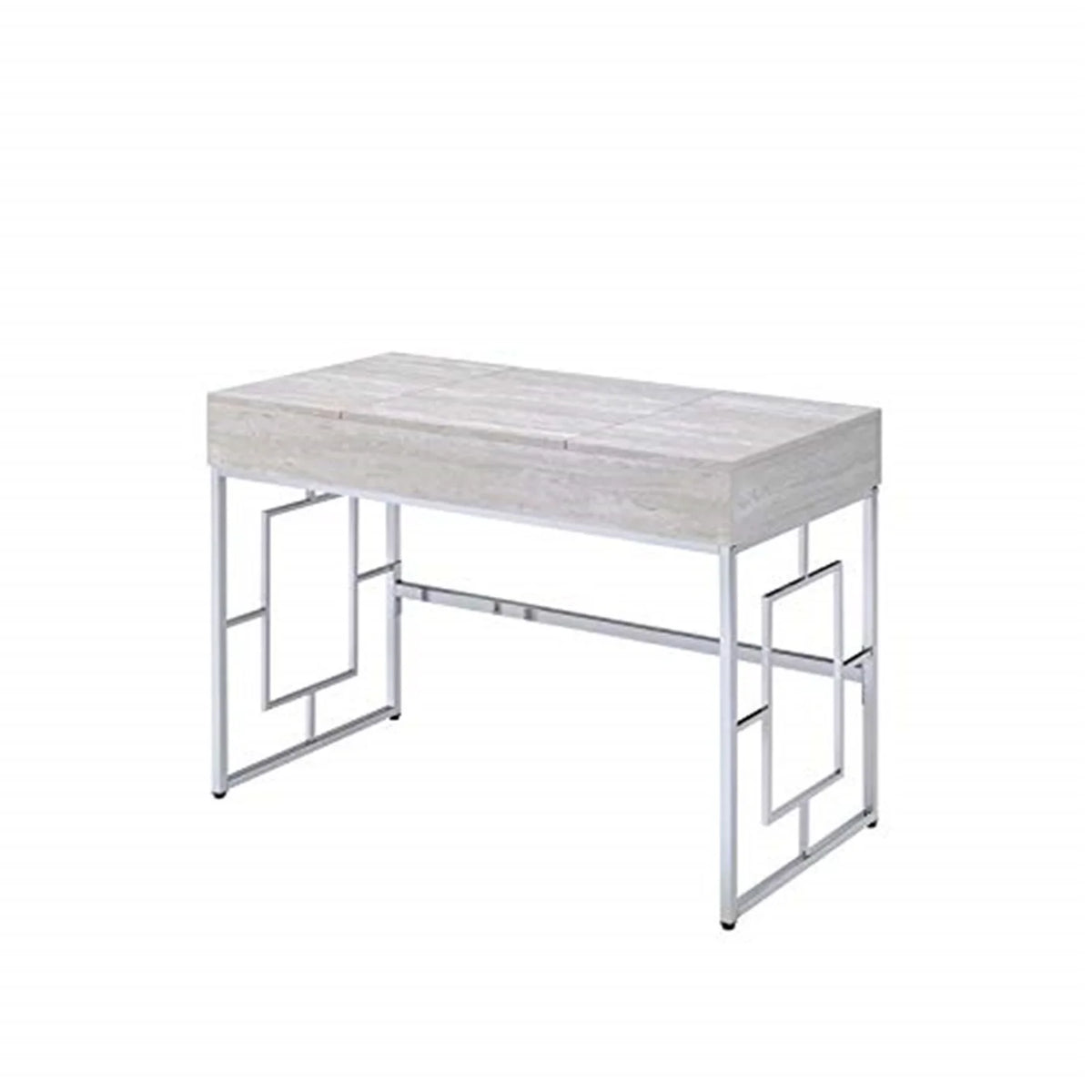 Vanity Desk in Chrome and White J6362